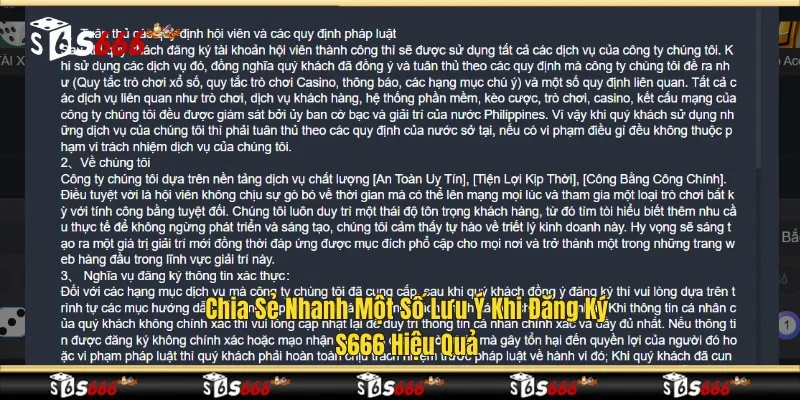 Chia sẻ nhanh một số lưu ý khi đăng ký S666 hiệu quả